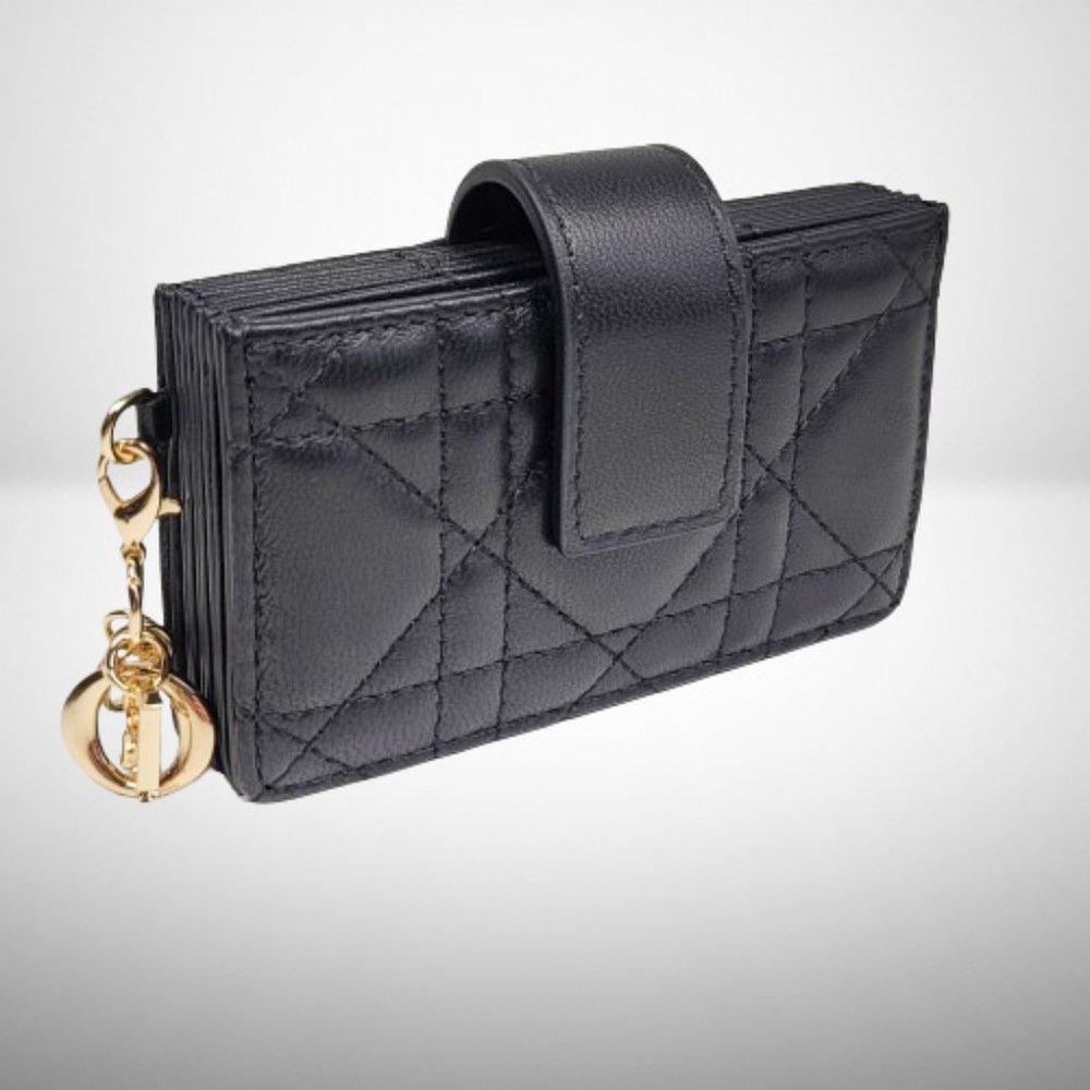 Christian Dior Lady Dior 5-Gusset Card Holder in Black Cannage Lambskin